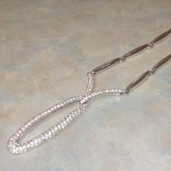 Lady Remington Jewelry - Rhinestone Twist Necklace Signed LR Lady Remington